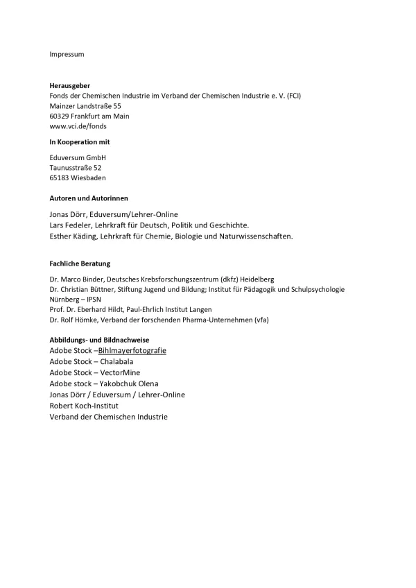 Sonstiges: Impfungen: Kleiner Piks - große Wirkung: Impressum