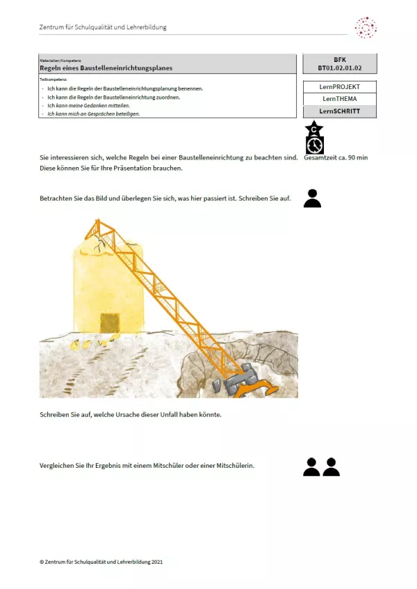 Arbeitsblatt: Regeln eines Baustelleneinrichtungsplanes (Niveau C | DOCX)