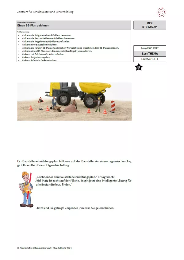 Arbeitsblatt: Einen Baustelleneinrichtungsplan zeichnen (Niveau B | PDF)