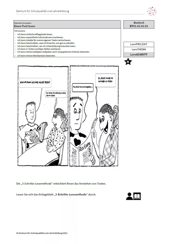 Arbeitsblatt: Einen Text lesen (Niveau B | PDF)