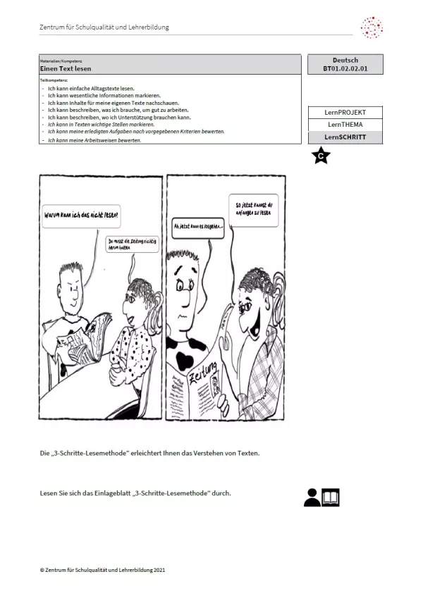 Arbeitsblatt: Einen Text lesen (Niveau C | DOCX)