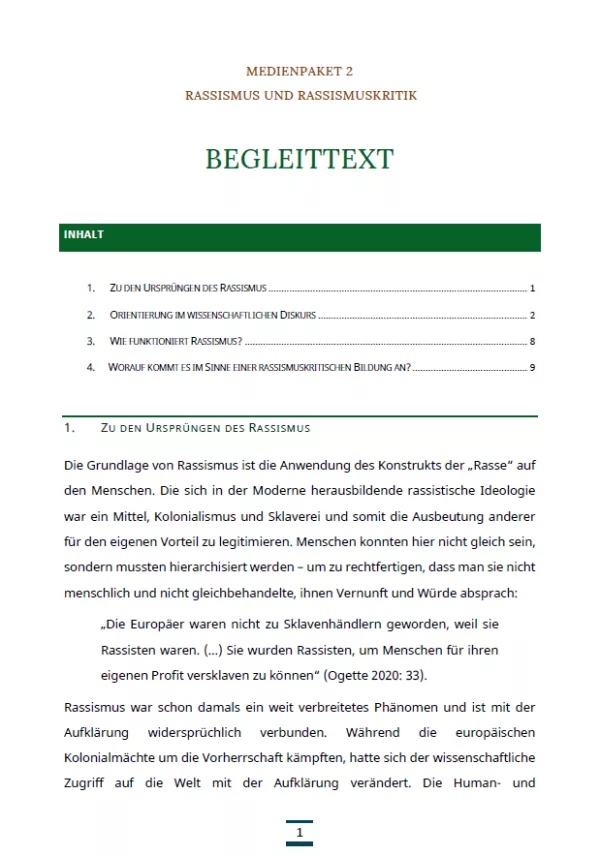 Text: Medienpaket 2 | Rassismus und Rassismuskritik | Wissenschaftlicher Begleittext