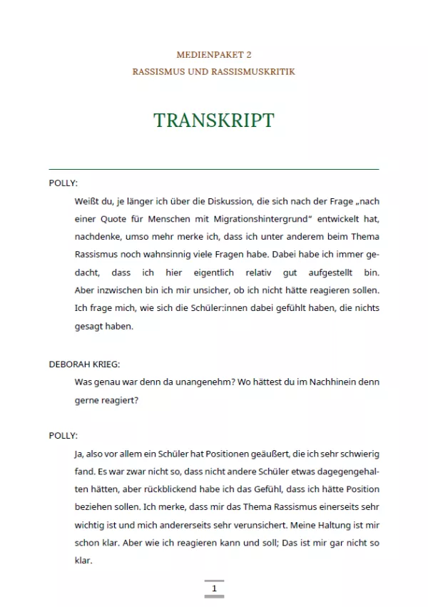 Text: Medienpaket 2 | Rassismus und Rassismuskritik | Transkript zum Video