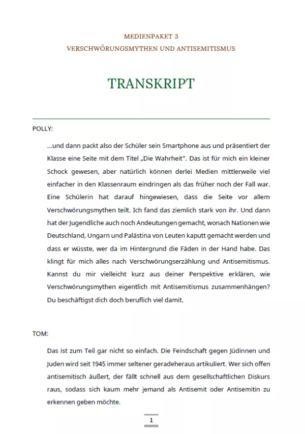 Text: Medienpaket 3 | Verschwörungsmythen und Antisemitismus | Transkript zum Video