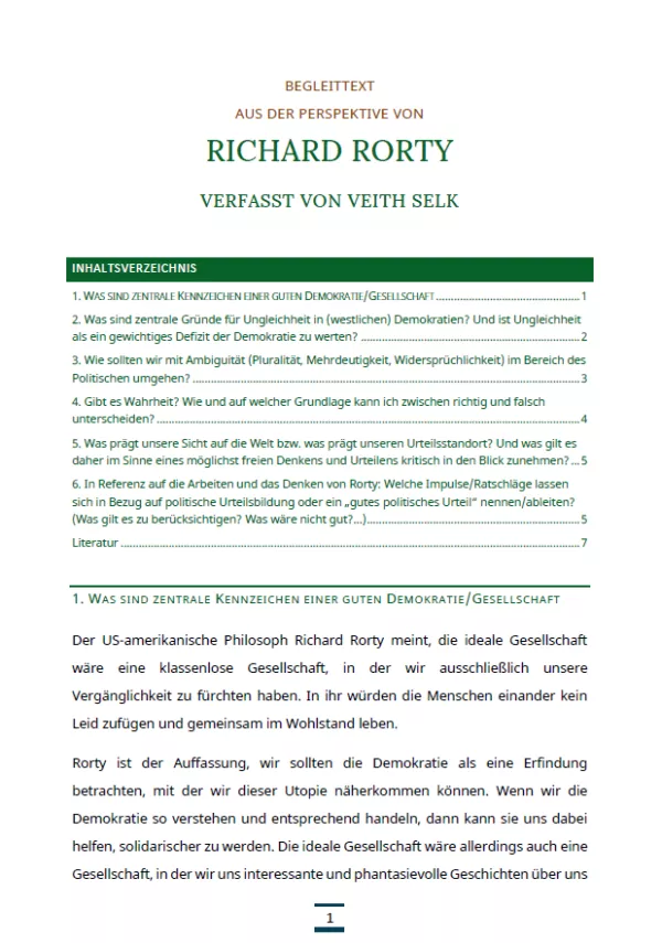 Text: Medienpaket 5 | Gute Demokratie | Autorentexte - Richard Rorty
