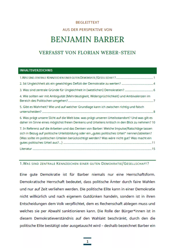 Text: Medienpaket 5 | Gute Demokratie | Autorentexte - Benjamin Barber