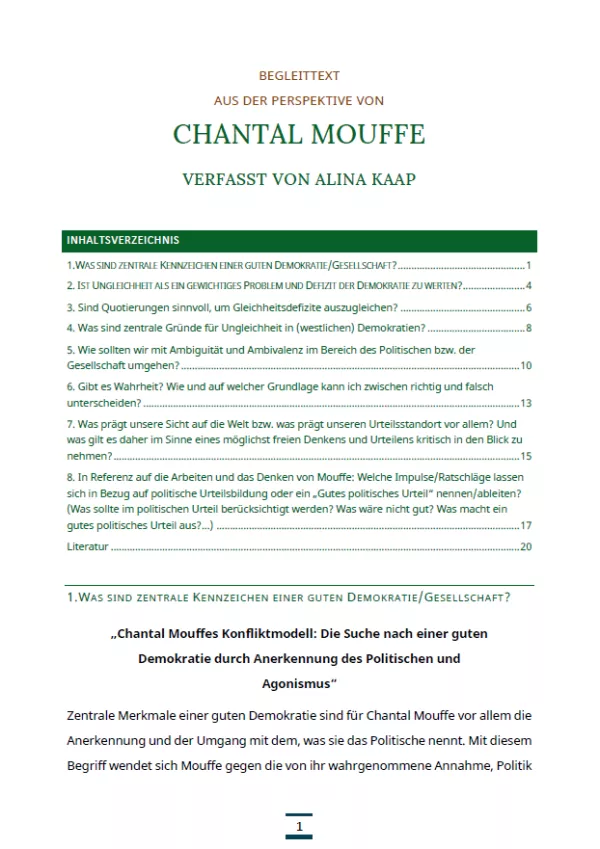 Text: Medienpaket 5 | Gute Demokratie | Autorentexte - Chantal Mouffe