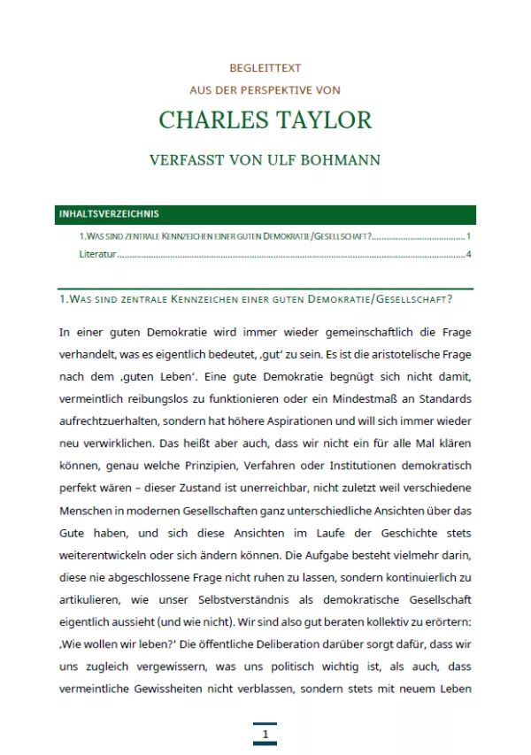 Text: Medienpaket 5 | Gute Demokratie | Autorentexte - Charles Taylor