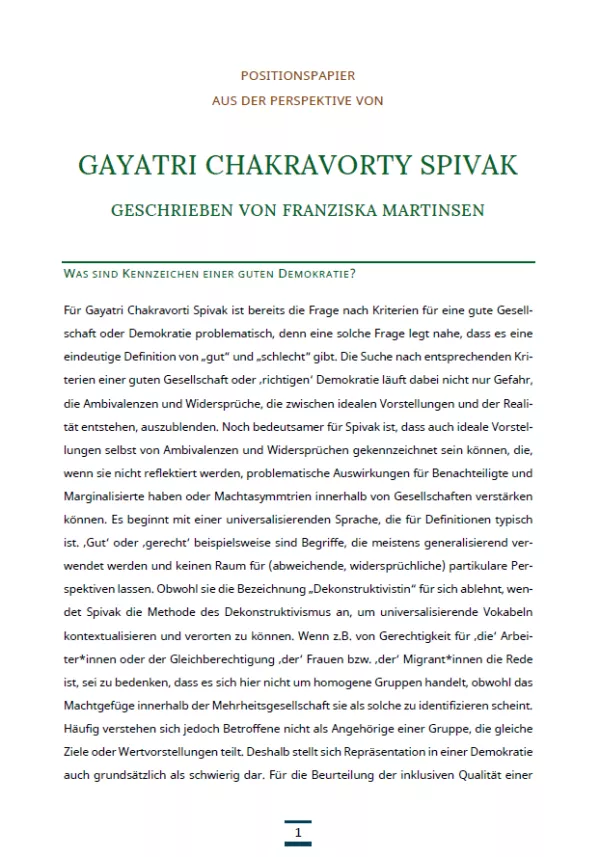 Text: Medienpaket 5 | Gute Demokratie | Autorentexte - Gayatri Chakravorty Spivak