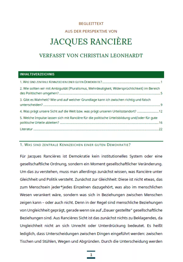 Text: Medienpaket 5 | Gute Demokratie | Autorentexte - Jacques Ranciére