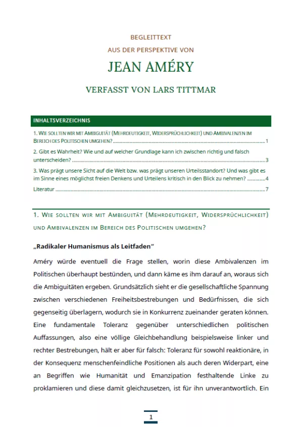 Text: Medienpaket 5 | Gute Demokratie | Autorentexte - Jean Améry