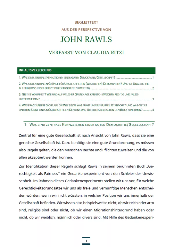 Text: Medienpaket 5 | Gute Demokratie | Autorentexte - John Rawls