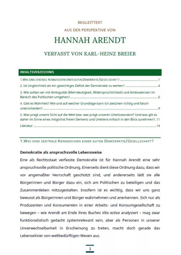 Text: Medienpaket 5 | Gute Demokratie | Autorentexte - Hannah Arendt
