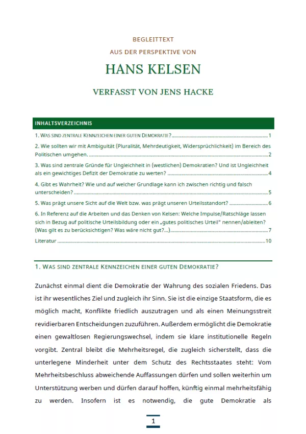 Text: Medienpaket 5 | Gute Demokratie | Autorentexte - Hans Kelsen