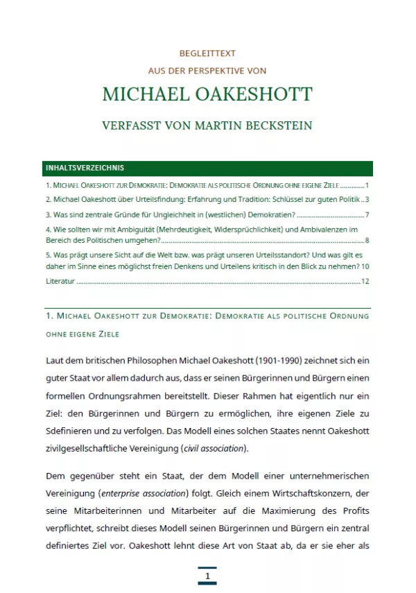 Text: Medienpaket 5 | Gute Demokratie | Autorentexte - Michael Oakeshott