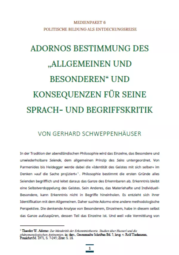 Text: Medienpaket 6 | Politische Bildung als Entdeckungsreise | Wissenschaftlicher Begleittext