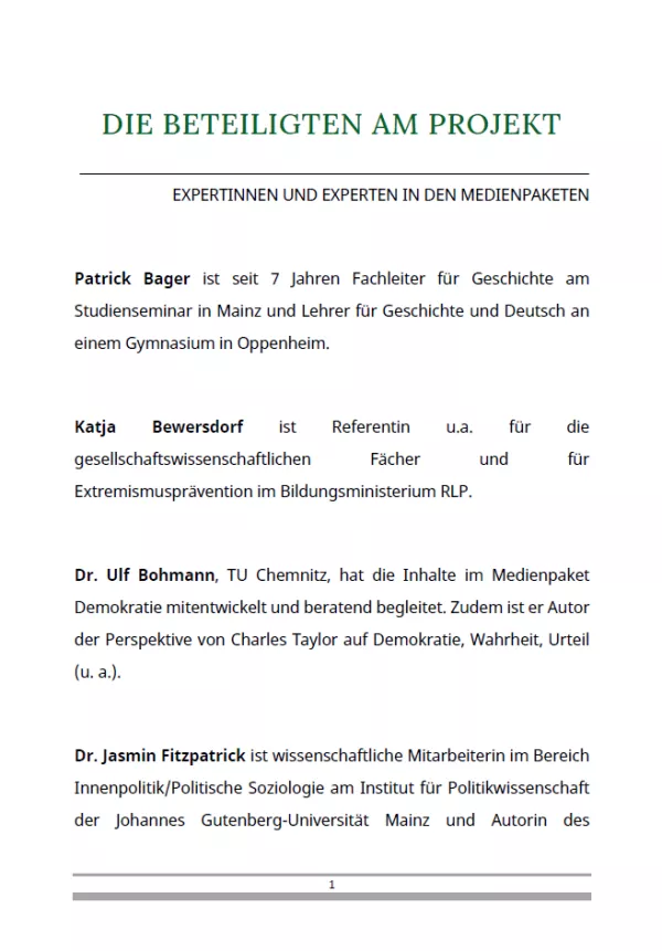 Sonstiges: TWIND Politische Bildung | Die Beteiligten am Projekt | Liste der Experten