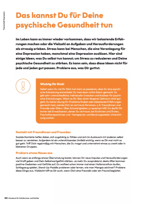 Merkblatt: Das kannst Du für Deine psychische Gesundheit tun | Handout