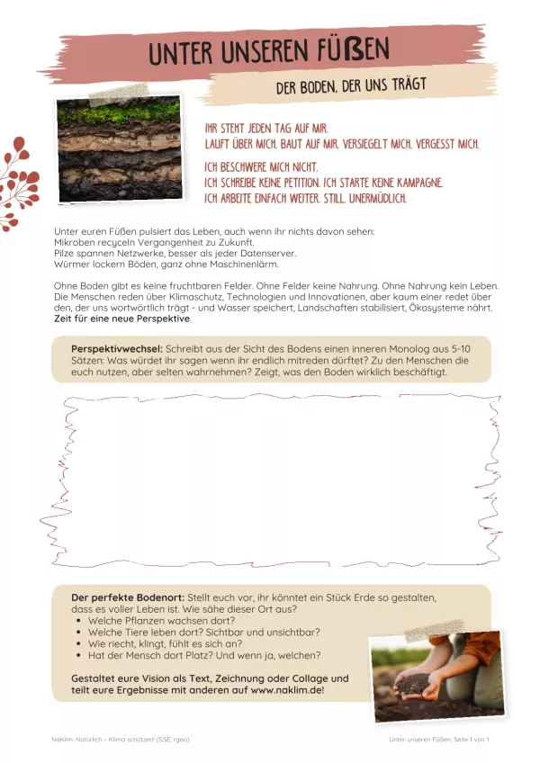 Unterrichtsbaustein: Unter unseren Füßen | Der Boden der uns trägt