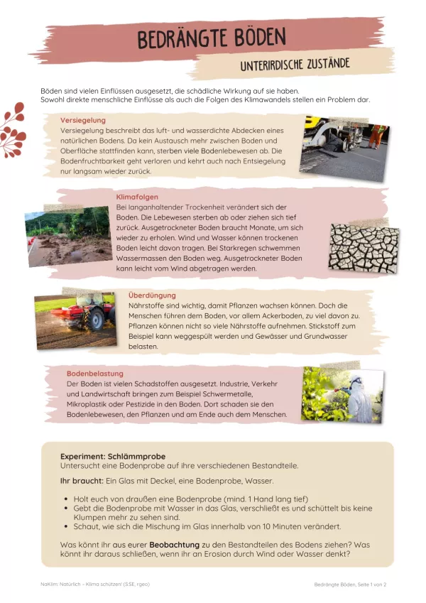 Unterrichtsbaustein: Bedrängte Böden | Unterirdische Zustände