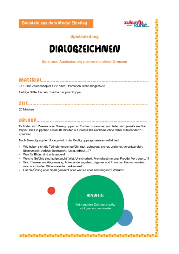 Unterrichtsbaustein: Zukunftskunst | Modul 1 | Dialogzeichnen - Spielanleitung