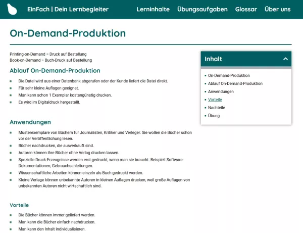 Webseite: On-Demand-Produktion beim Drucken