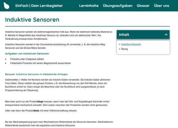 Webseite: Induktive Sensoren