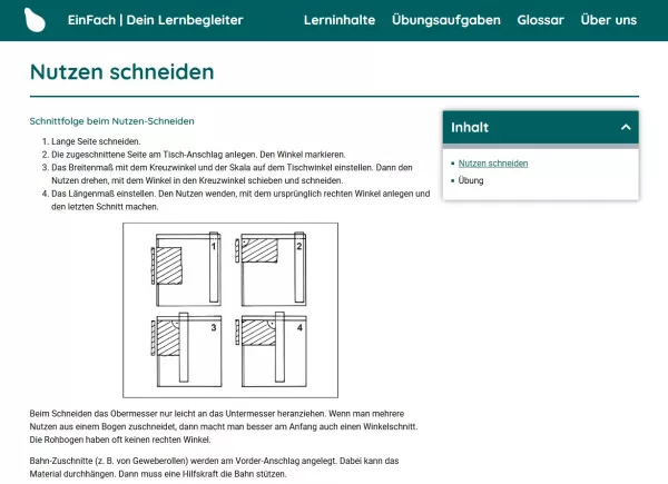 Webseite: Nutzen schneiden
