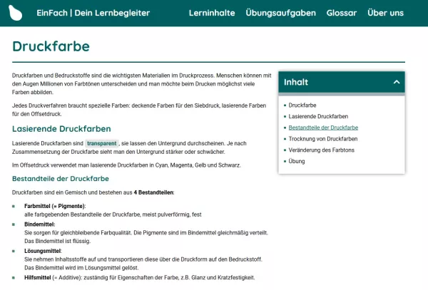 Webseite: Druckfarbe