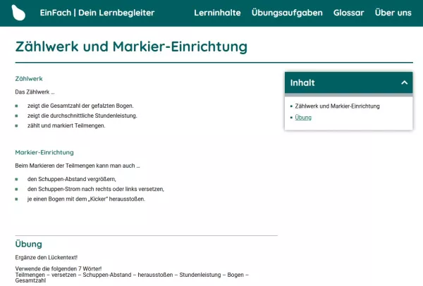 Webseite: Zählwerk und Markier-Einrichtung