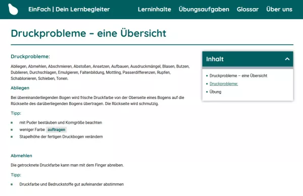 Webseite: Druckprobleme - eine Übersicht