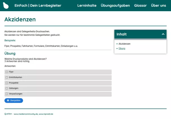Webseite: Akzidenzen