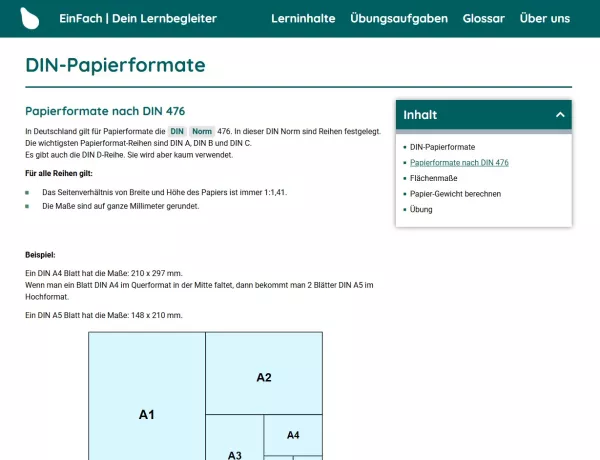 Webseite: DIN-Papierformate