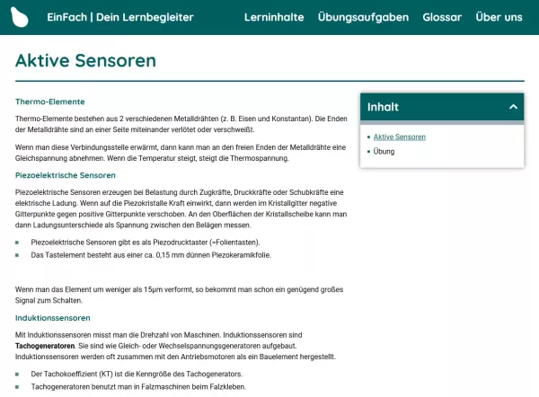 Webseite: Aktive Sensoren