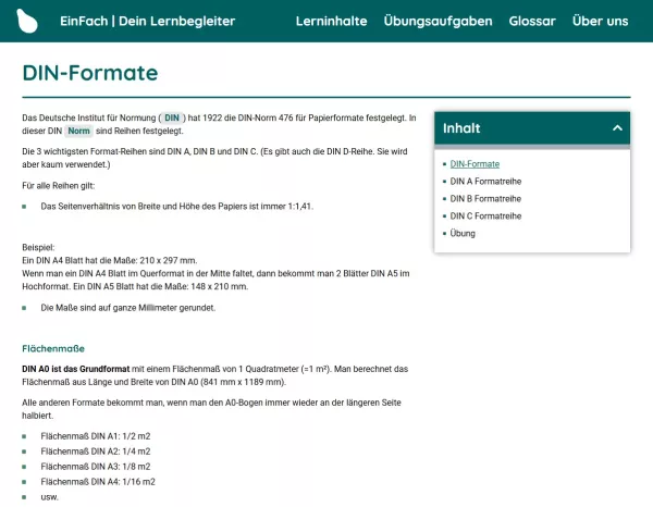 Webseite: DIN-Formate