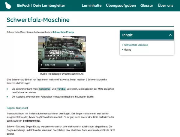 Webseite: Schwertfalz-Maschine