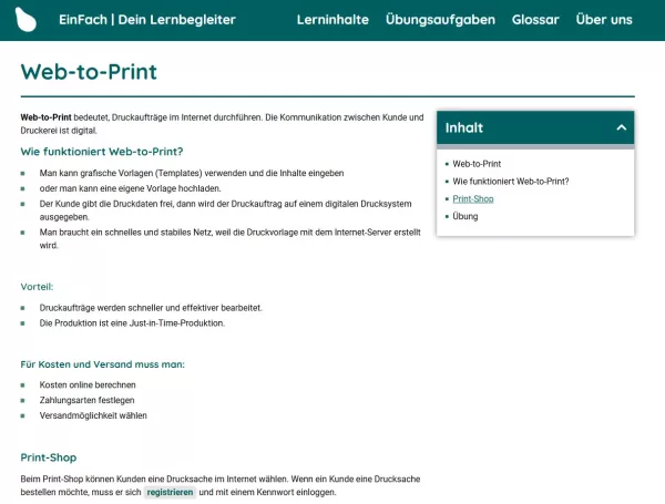 Webseite: Web-to-Print