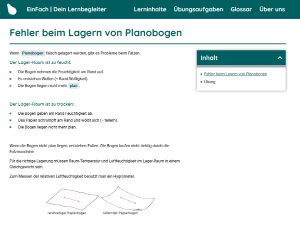 Webseite: Fehler beim Lagern von Planobogen