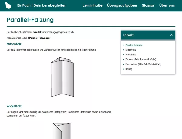 Webseite: Parallel-Falzung