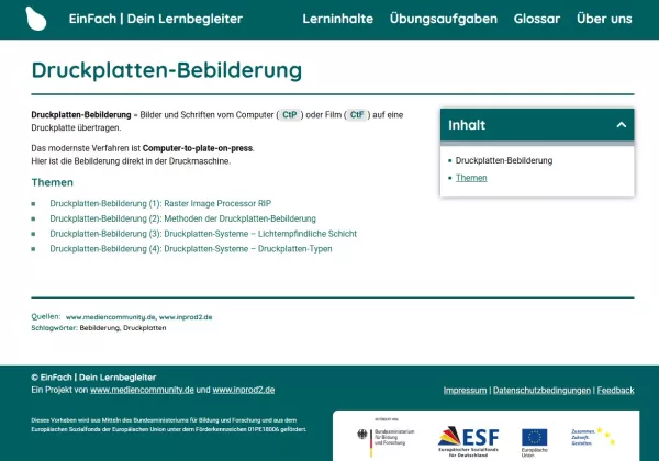 Webseite: Druckplatten-Bebilderung