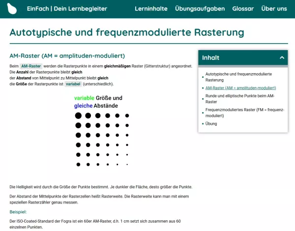 Webseite: Autotypische und frequenzmodulierte Rasterung