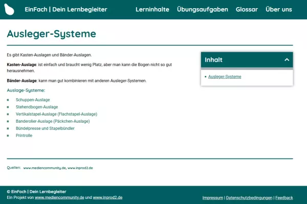 Webseite: Ausleger-Systeme