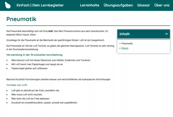 Webseite: Pneumatik in der Druckweiterverarbeitung