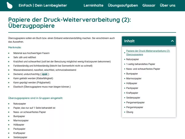 Webseite: Papiere der Druck-Weiterverarbeitung (2): Überzugpapiere