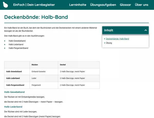 Webseite: Deckenbände: Halb-Band