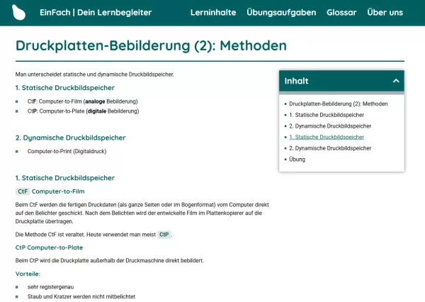 Webseite: Druckplatten-Bebilderung (2): Methoden