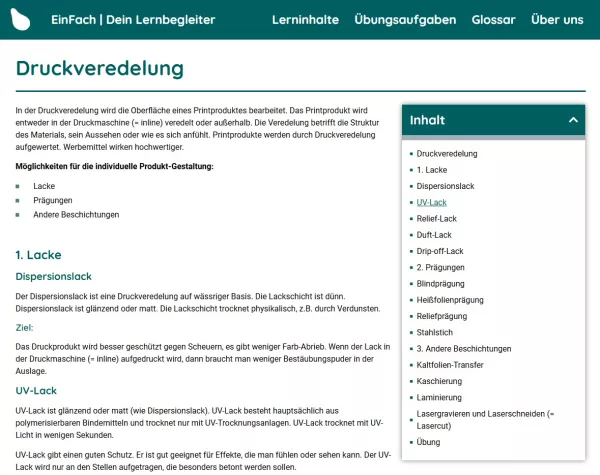 Webseite: Druckveredelung