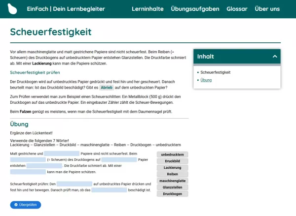 Webseite: Scheuerfestigkeit
