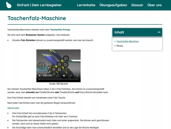 Webseite: Taschenfalz-Maschine