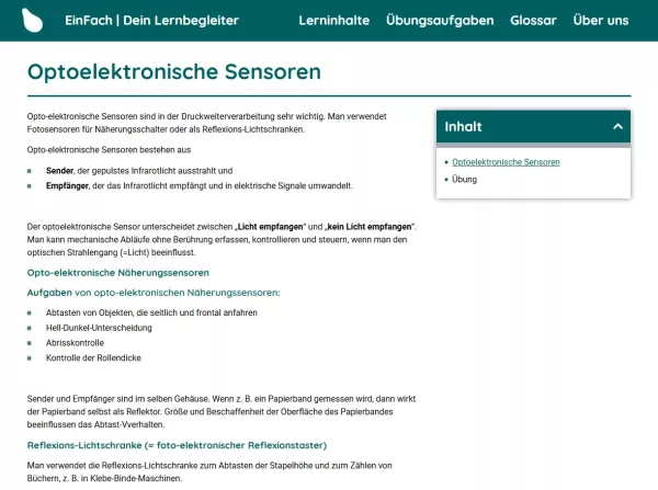 Webseite: Optoelektronische Sensoren